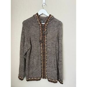 Artesanias Alemao Alpaca Full Zip Sweater Measures Medium Aztec Tribal Hooded